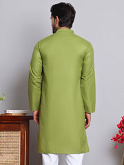 Solid Cotton Kurtas for Men ( KO 5144Olive )