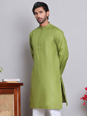 Solid Cotton Kurtas for Men ( KO 5144Olive )