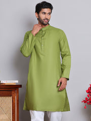 Solid Cotton Kurtas for Men ( KO 5144Olive )
