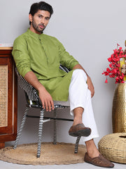 Solid Cotton Kurtas for Men ( KO 5144Olive )