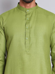 Solid Cotton Kurtas for Men ( KO 5144Olive )