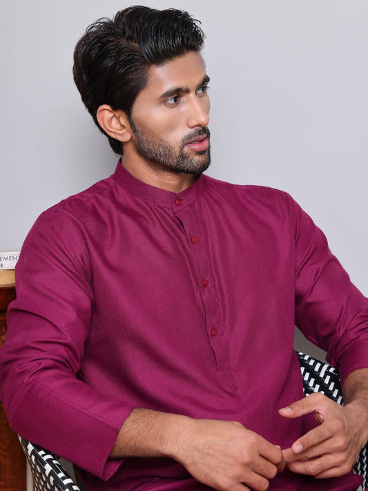 Solid Cotton Kurtas for Men ( KO 5144Pink )