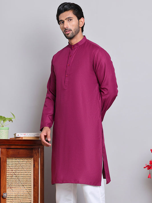 Solid Cotton Kurtas for Men ( KO 5144Pink )