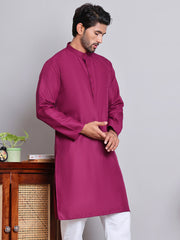 Solid Cotton Kurtas for Men ( KO 5144Pink )