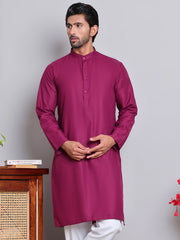 Solid Cotton Kurtas for Men ( KO 5144Pink )