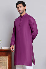 قميص قطني سادة للرجال فقط مع جيب على الصدر (بنفسجي)