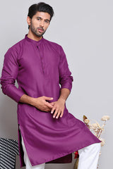 قميص قطني سادة للرجال فقط مع جيب على الصدر (بنفسجي)