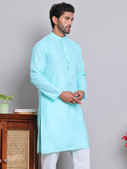 Solid Cotton Kurtas for Men ( KO 5144Sky )