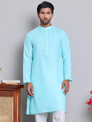 Solid Cotton Kurtas for Men ( KO 5144Sky )