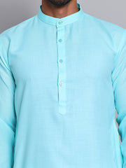 Solid Cotton Kurtas for Men ( KO 5144Sky )