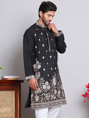 Floral Embroidered and Sequins Kurtas ( KO 5147Black )