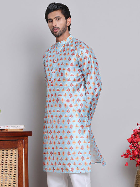 Digital Printed Straight Kurtas ( KO 5148Blue )