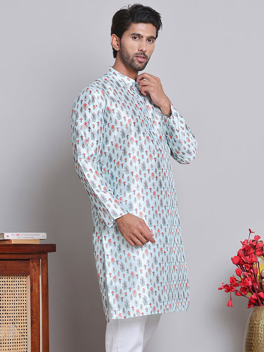 Digital Printed Straight Kurtas ( KO 5148Firozi )