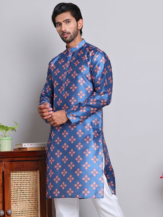 Digital Printed Straight Kurtas ( KO 5148Peacock )