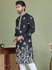 Floral Embroidered and Sequins Kurtas ( ko 5151Black )