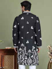 Floral Embroidered and Sequins Kurtas ( ko 5151Black )