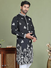 Floral Embroidered and Sequins Kurtas ( ko 5151Black )