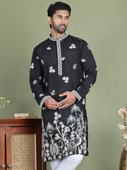 Floral Embroidered and Sequins Kurtas ( ko 5151Black )