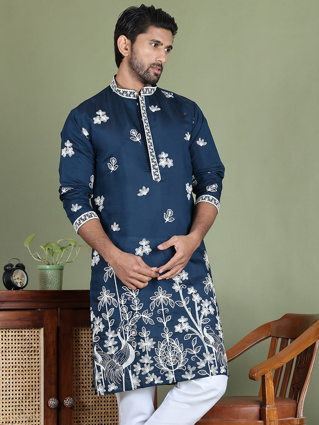 Floral Embroidered and Sequins Kurtas ( ko 5151Peacock )
