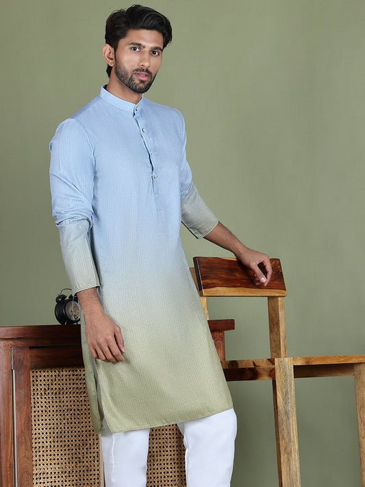 Sequins and Ombre Design Kurtas For Men ( ko 5154Firozi )