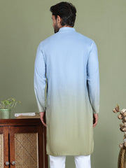 Sequins and Ombre Design Kurtas For Men ( ko 5154Firozi )