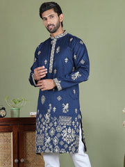 Floral Embroidered and Sequins Kurtas ( ko 5155Navy )