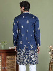 Floral Embroidered and Sequins Kurtas ( ko 5155Navy )