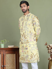 Floral Embroidered Straight Kurtas ( ko 5156Yellow )