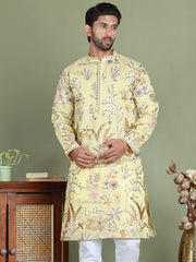 Floral Embroidered Straight Kurtas ( ko 5156Yellow )