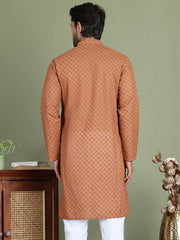 Chikankari Pure Cotton Kurtas ( ko 5158Brown )