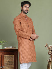 Chikankari Pure Cotton Kurtas ( ko 5158Brown )