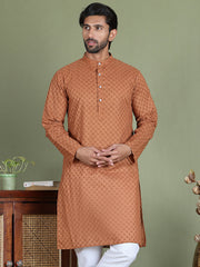 Chikankari Pure Cotton Kurtas ( ko 5158Brown )