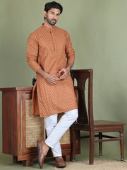 Chikankari Pure Cotton Kurtas ( ko 5158Brown )