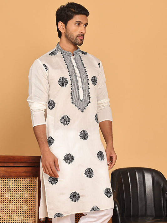 White Embroidered and Sequins Kurtas. ( KO 5167 White )