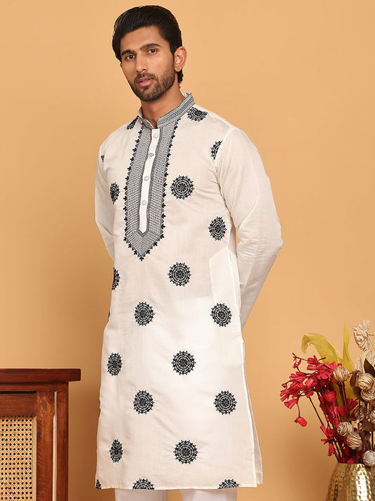 White Embroidered and Sequins Kurtas. ( KO 5167 White )