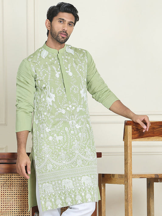 Embroidered Straight Kurtas. ( KO 5179 Pista )