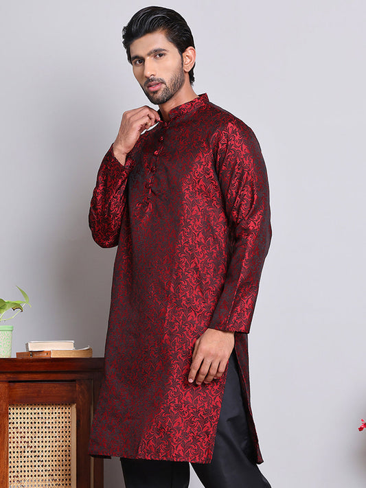 Men's Jacquard Kurtas ( KKO 517Maroon )