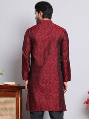 Men's Jacquard Kurtas ( KKO 517Maroon )