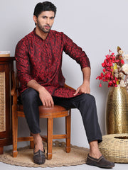 Men's Jacquard Kurtas ( KKO 517Maroon )