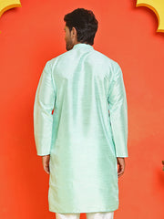 Solid Dupion Silk Kurtas for Men ( KO 5209 Green )