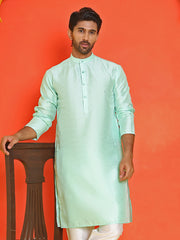 Solid Dupion Silk Kurtas for Men ( KO 5209 Green )