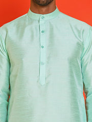 Solid Dupion Silk Kurtas for Men ( KO 5209 Green )