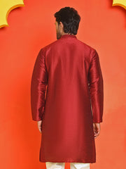 Solid Dupion Silk Kurtas for Men ( KO 5209 Maroon )