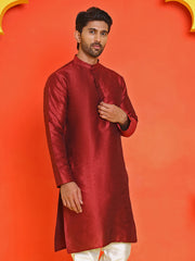 Solid Dupion Silk Kurtas for Men ( KO 5209 Maroon )