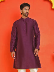 Solid Dupion Silk Kurtas for Men ( KO 5209 Purple )