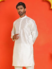 Solid Dupion Silk Kurtas for Men ( KO 5209 White )