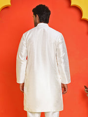 Solid Dupion Silk Kurtas for Men ( KO 5209 White )