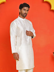 Solid Dupion Silk Kurtas for Men ( KO 5209 White )