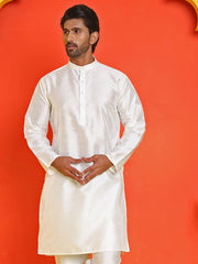 Solid Dupion Silk Kurtas for Men ( KO 5209 White )