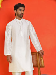 Solid Dupion Silk Kurtas for Men ( KO 5209 White )